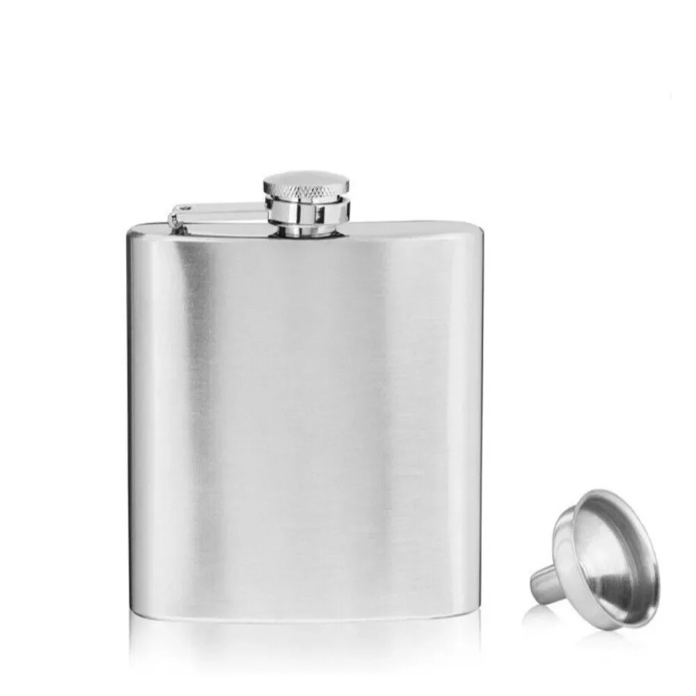 SAVOY Stainless Steel 6 oz Hip Pocket Flask + Funnel Spirits Whiskey Silver NEW